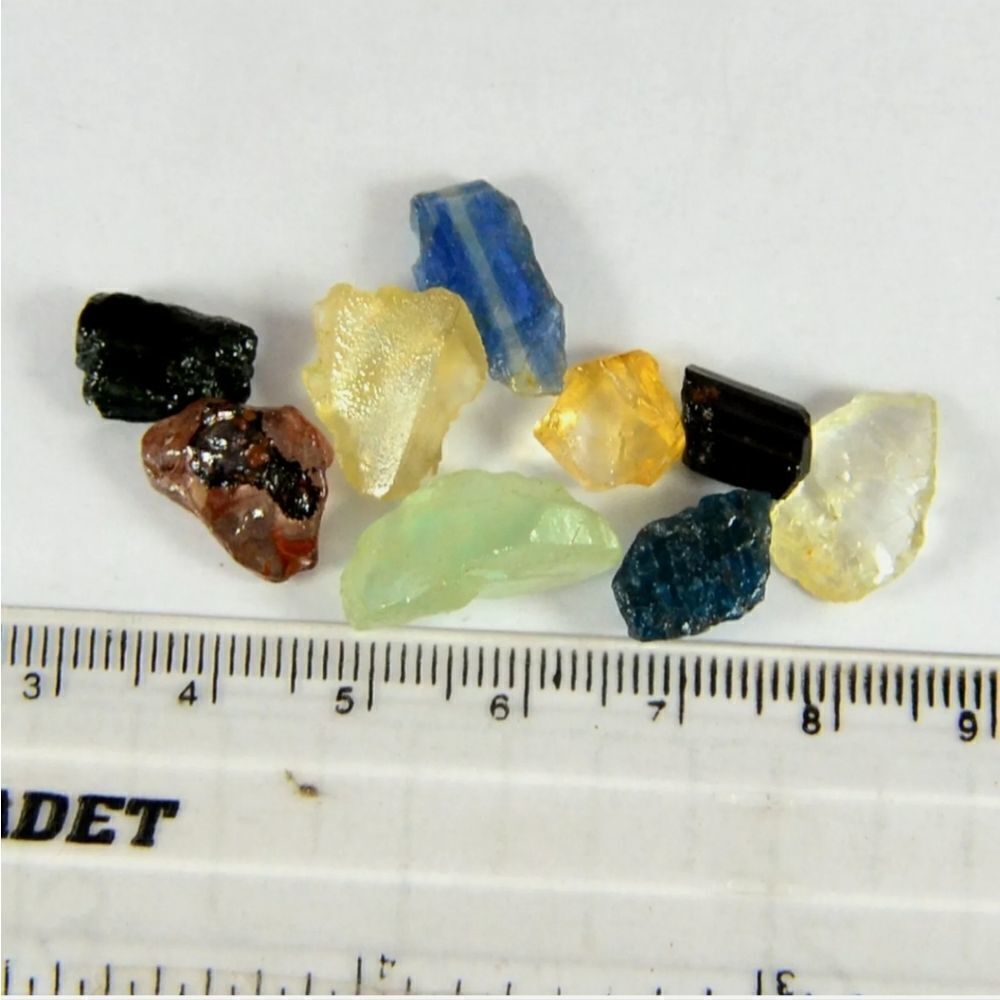 Rough Natural kyanite Citrine Apatite Tourmaline Fluorite Lemon Quartz Mixed Lot - Picture 3 of 4